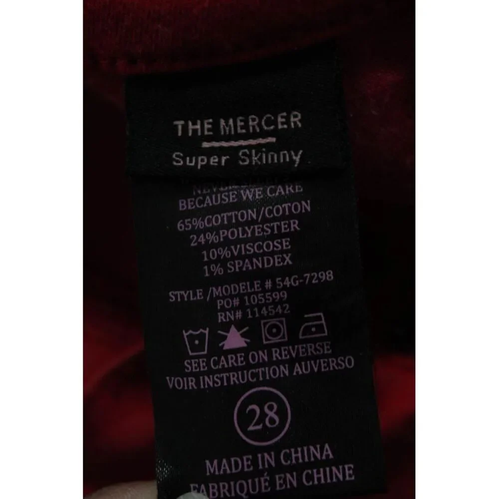 BLANKNYC  Womens Mercer Stretch Fit Skinny Jeans Red Size 28 11634392